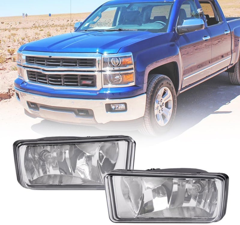 CHEDA Fog Lights w/Bulbs Compatible with 2007-2015 Chevy Silverado/Tahoe/Suburban Driving Fog Lamps neblineros para autos delantero faros antiniebla Clear Lens - Image 1